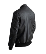 Casual Black Leather Bomber Jacket 2