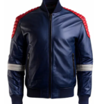 Men’s Slim Fit Blue Motorcycle Leather Jacket 45